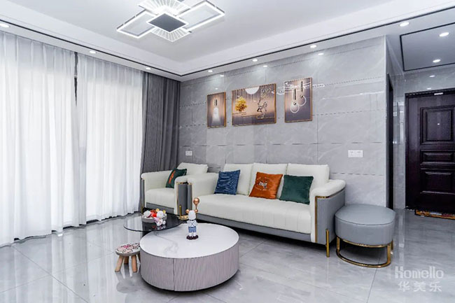 126㎡三居,現(xiàn)代風客餐廳+簡約風臥室,締造高級的生活儀式感